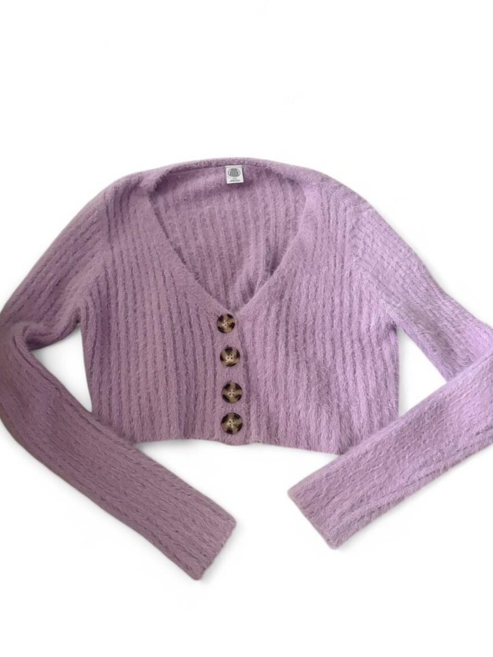 Lavender urban outfitters cropped V-Neck Button Crop Sweater S